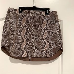 Snake print leather skirt